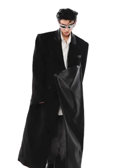 White Padded Shoulder Woolen Trench Coat WEM Support (www.WEM.support)