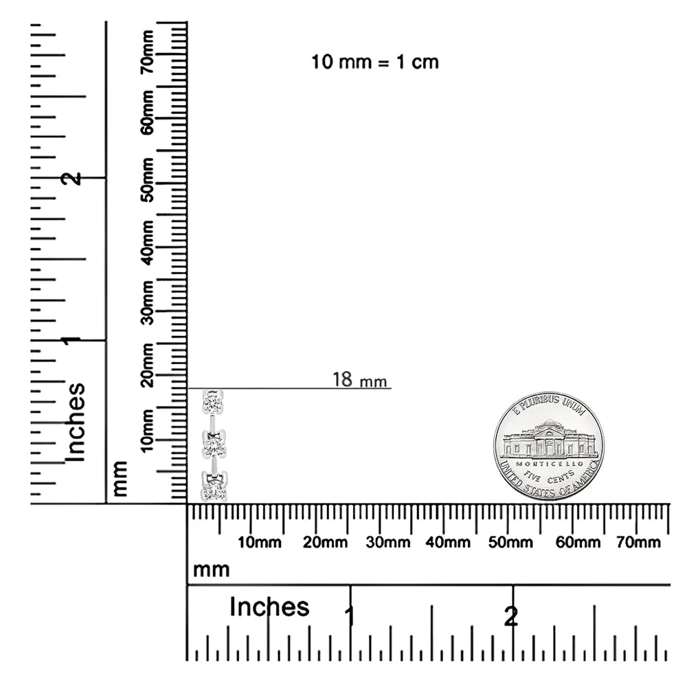 14K Gold Round Diamond Three-Stone Drop Pendant 18" Necklace - (H-I Color, SI1-SI2 Clarity) WEM Support (www.WEM.support)