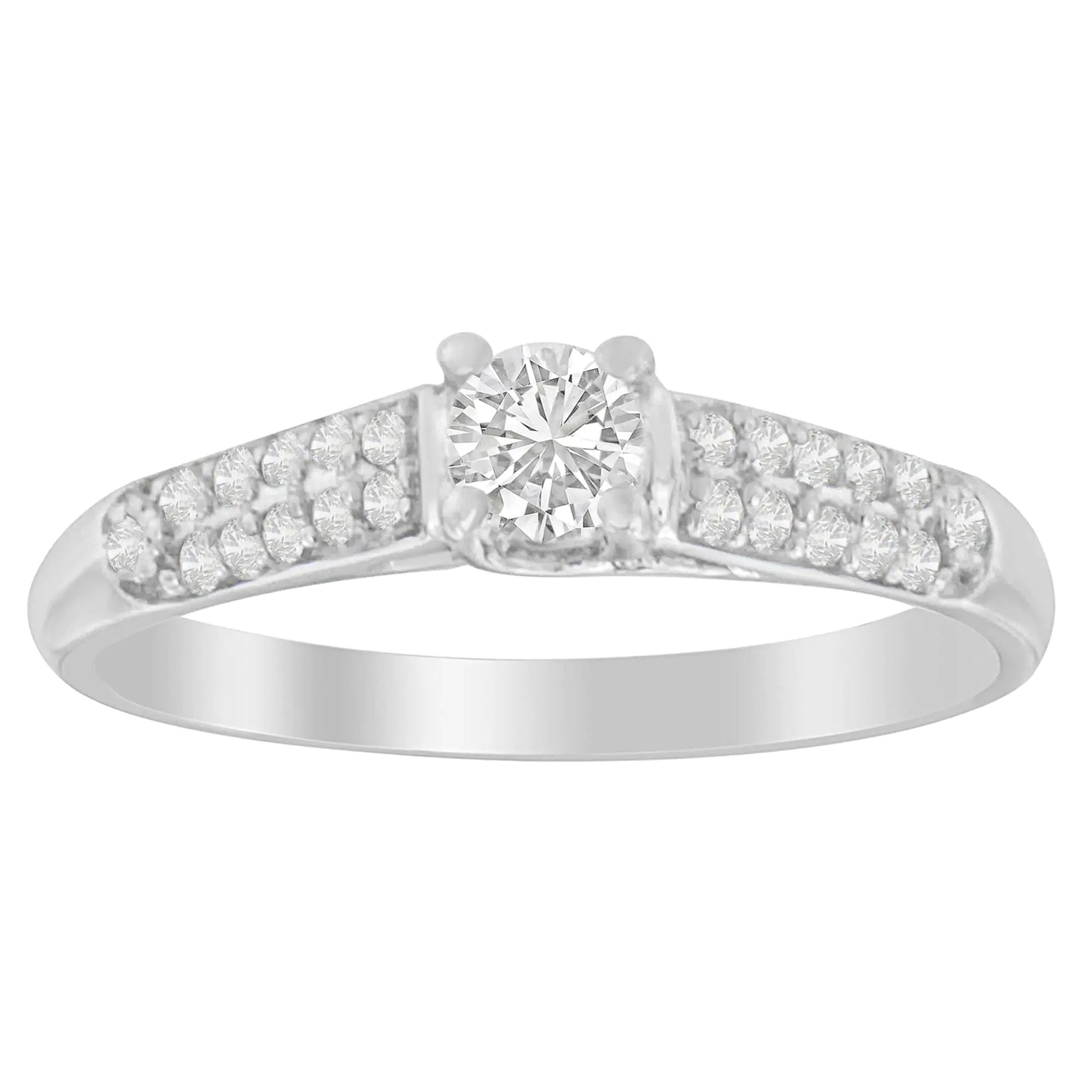 14K White Gold Round-Cut Diamond Ring (0.37 cttw, H-I Color, SI2-I1 Clarity) WEM Support (www.WEM.support)