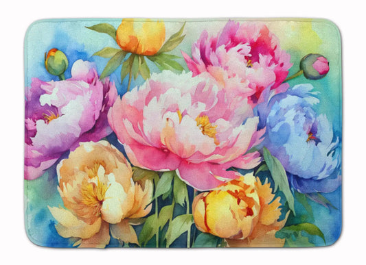 Peonies in Watercolor Memory Foam Kitchen Mat WEM Support (www.WEM.support)