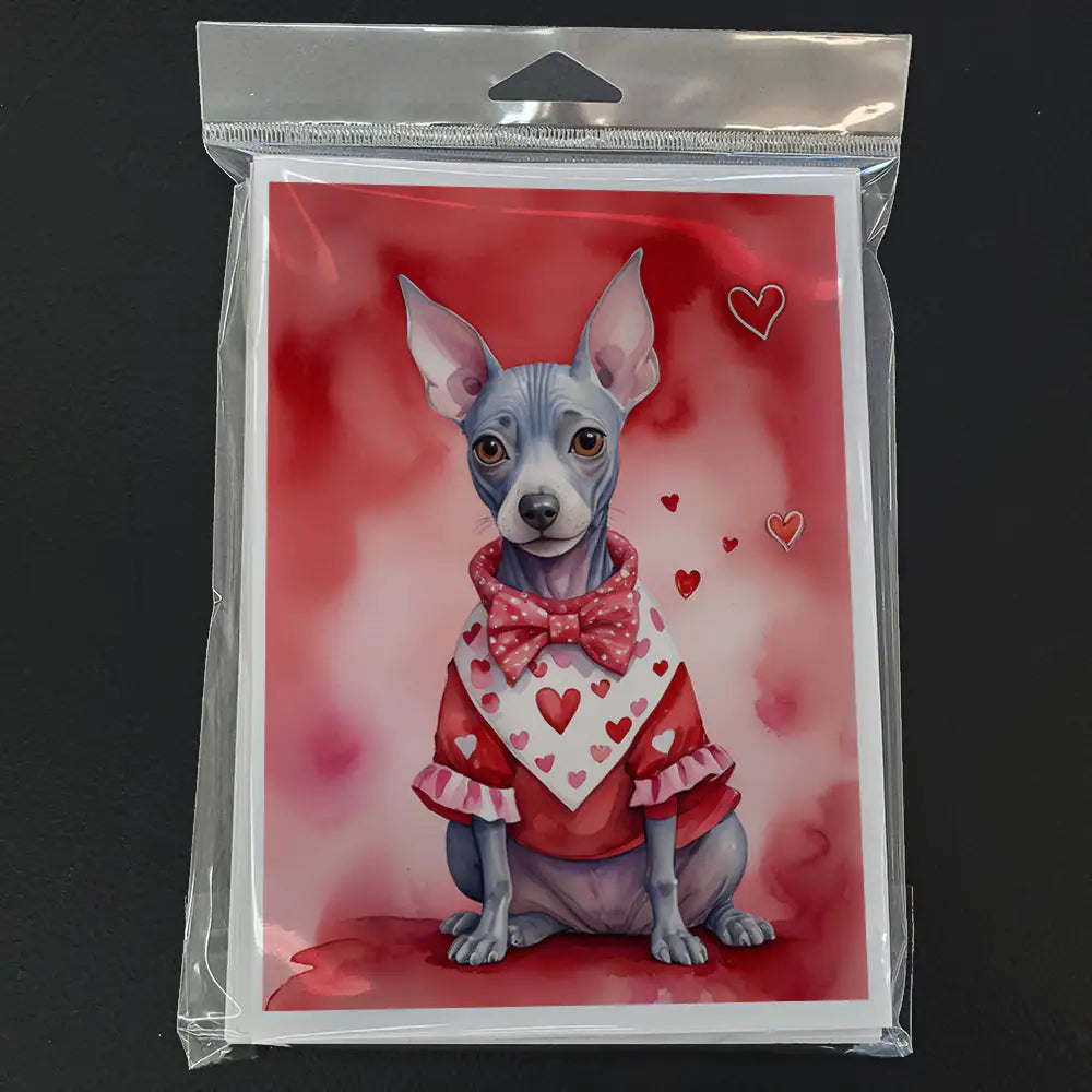 American Hairless Terrier My Valentine Greeting Cards Pack of 8 WEM Support (www.WEM.support)