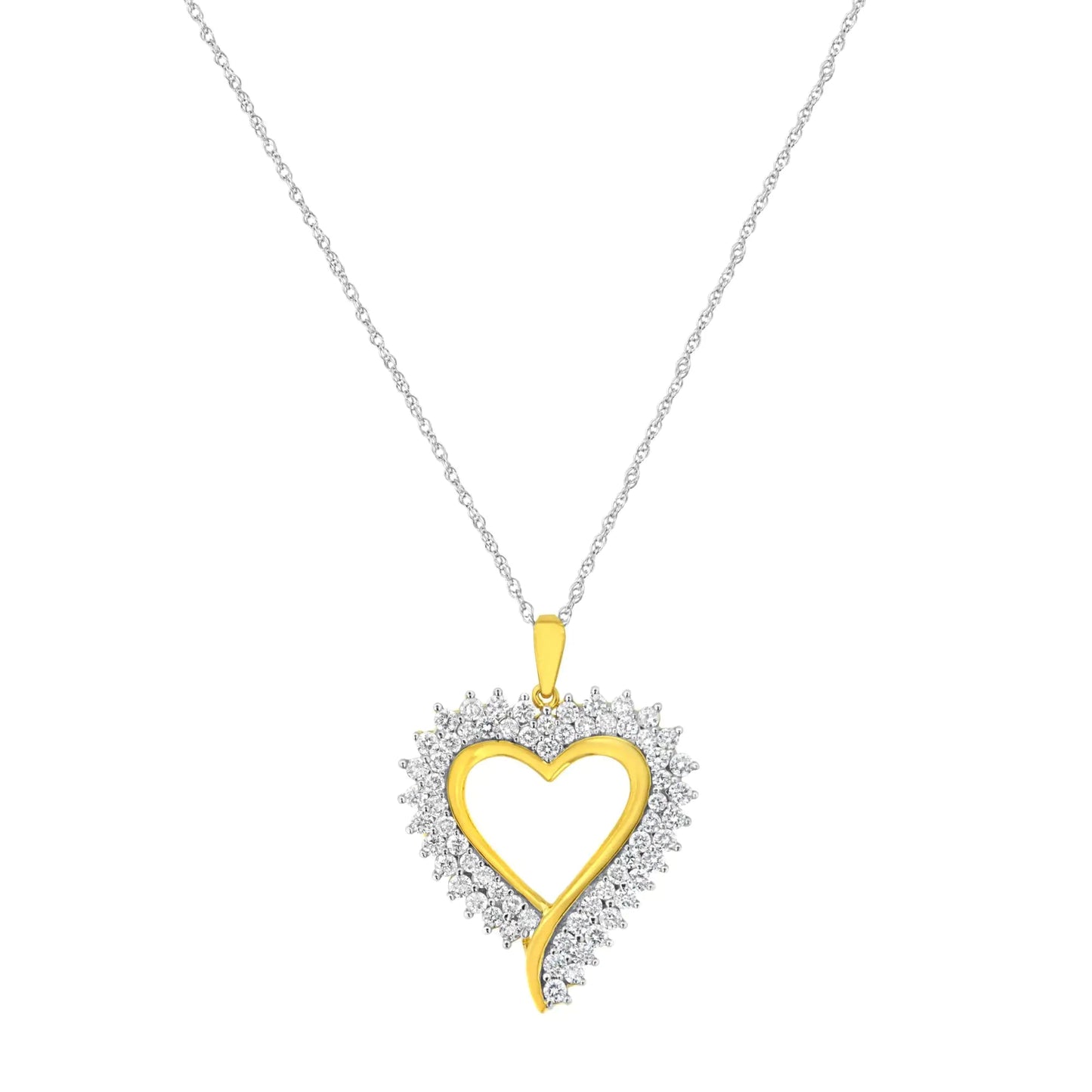10k Yellow Gold Plated Sterling Silver 2 1/5 cttw Lab Grown Diamond Heart Pendant Necklace (F-G Color, VS2-SI1 Clarity) WEM Support (www.WEM.support)