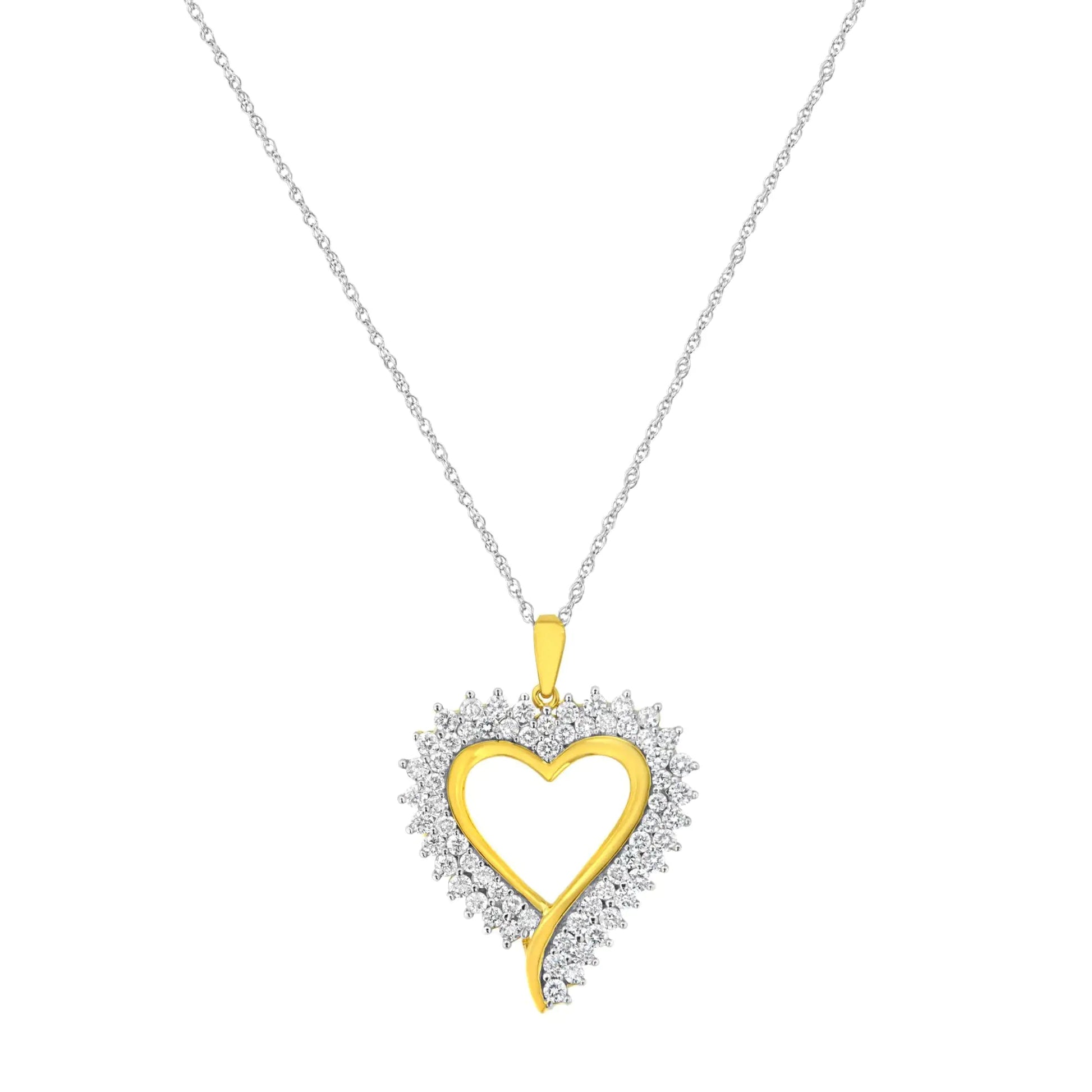 10k Yellow Gold Plated Sterling Silver 2 1/5 cttw Lab Grown Diamond Heart Pendant Necklace (F-G Color, VS2-SI1 Clarity) WEM Support (www.WEM.support)