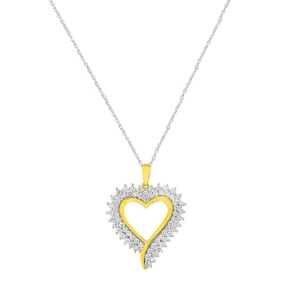 10k Yellow Gold Plated Sterling Silver 2 1/5 cttw Lab Grown Diamond Heart Pendant Necklace (F-G Color, VS2-SI1 Clarity) WEM Support (www.WEM.support)