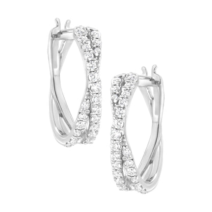 .925 Sterling Silver 3/4 cttw Lab Grown Diamond Cross Hoop Earring (F-G Color, VS2-SI1 Clarity) WEM Support (www.WEM.support)