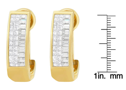 14K Yellow Gold 1 cttw Baguette and Princess Cut Diamond Earrings (H-I, VS1-VS2) WEM Support (www.WEM.support)