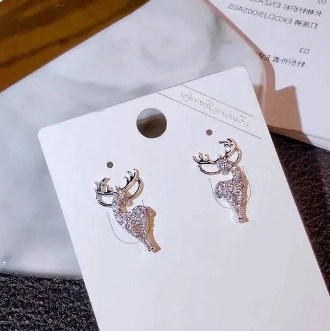 Exquisite Deer Diamond Earrings WEM Support (www.WEM.support)
