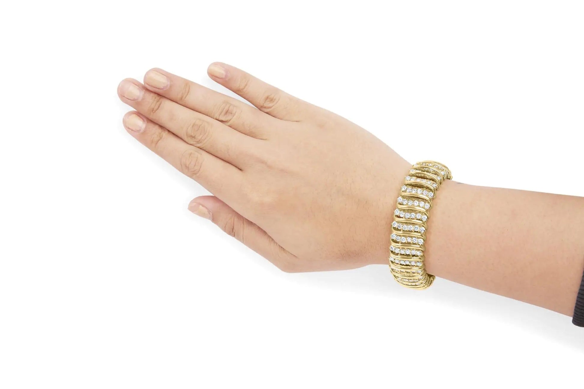 10K Yellow Gold 15.0 Cttw Diamond S Shaped Wave Link Two Tone 7” Tennis Bracelet (J-K Color, I2-I3 Clarity) WEM Support (www.WEM.support)