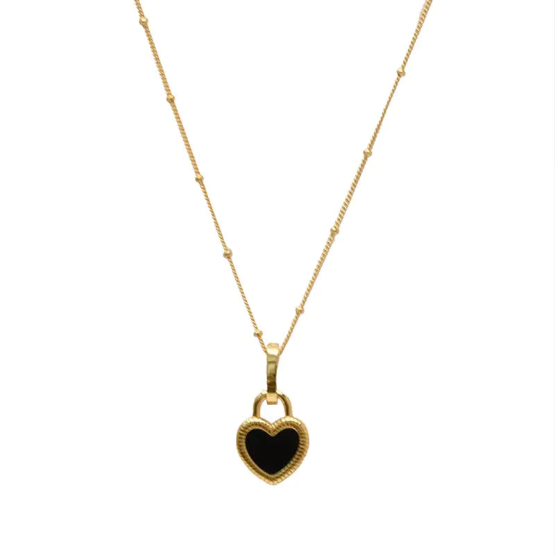 Vintage Double-Sided Heart Pendant Necklace WEM Support (www.WEM.support)