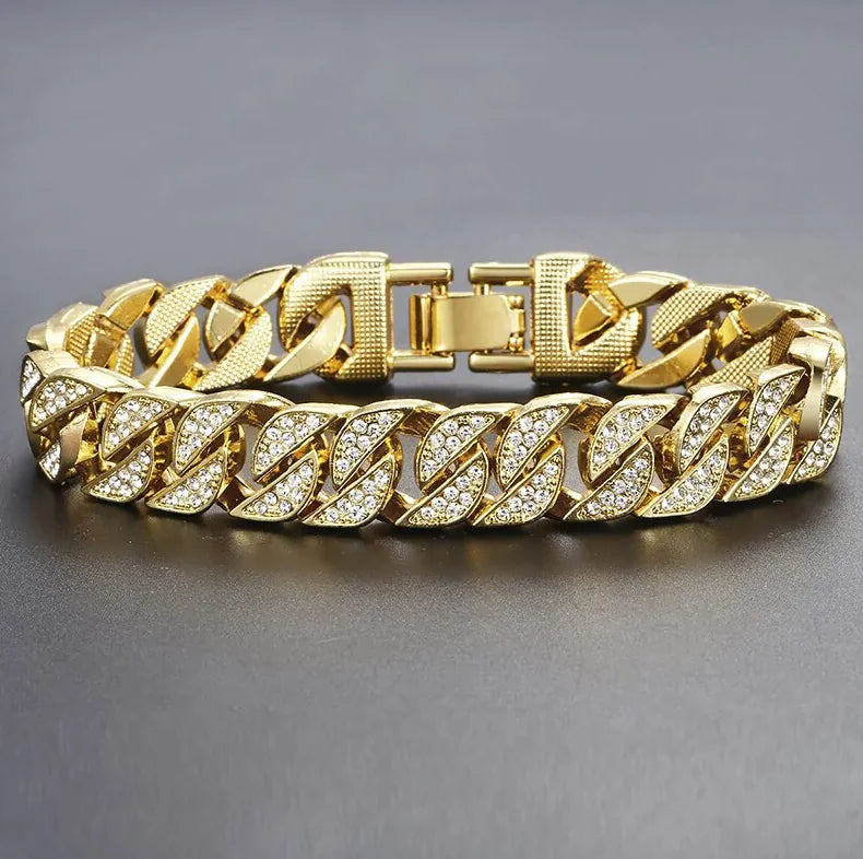 Gold Miami Curb Chain Bracelet WEM Support (www.WEM.support)