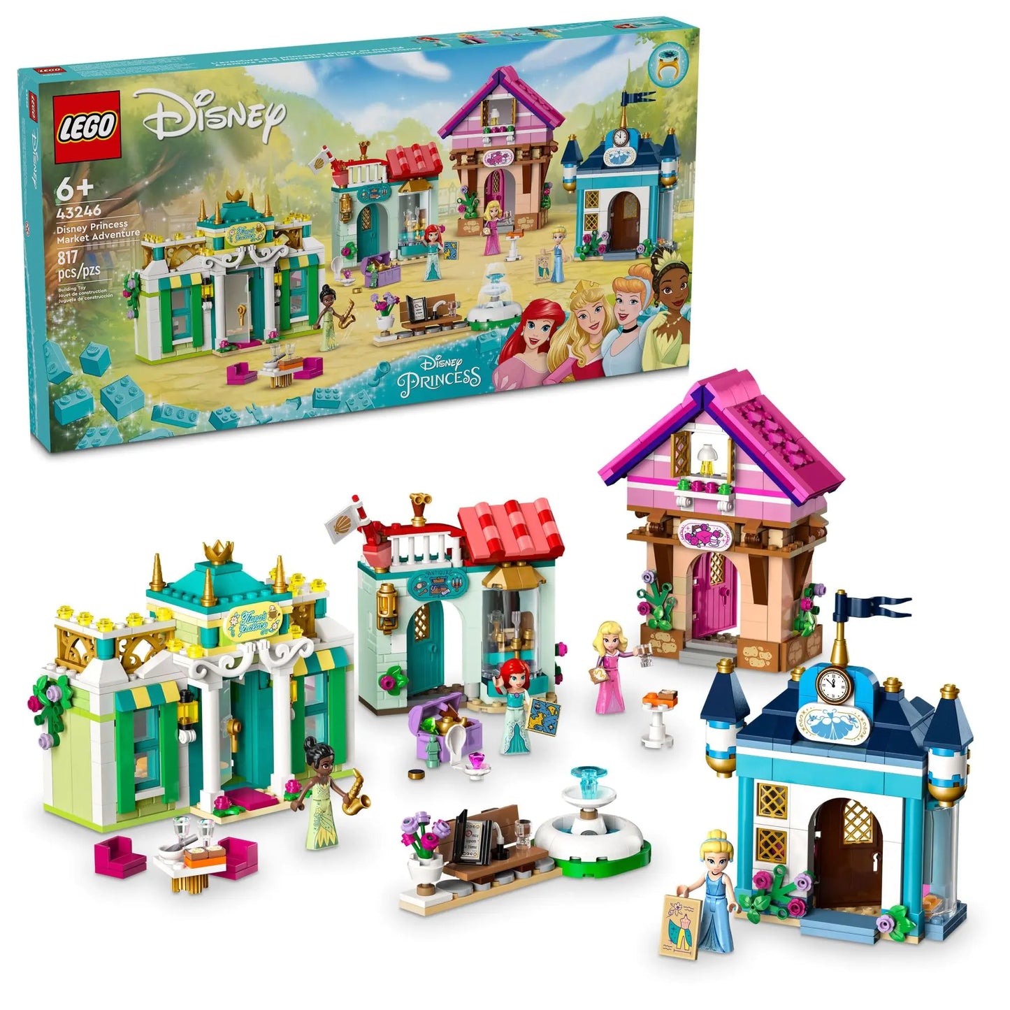 LEGO Disney Princess Market Adventure Building Toy Set - Pretend Play Disney Toy Figures & Playsets for Girls & Boys Ages 6+ - Disney Gifts for Kids Birthdays Events - 43246