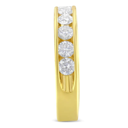 18K Yellow Gold Round Cut Diamond Band Ring (1 Cttw, H-I Color, SI2-I1 Clarity) WEM Support (www.WEM.support)