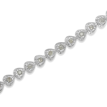 .925 Sterling Silver 1.0 Cttw Miracle Set Diamond Heart-Link 7" Tennis Bracelet (I-J Color, I2-I3 Clarity) WEM Support (www.WEM.support)
