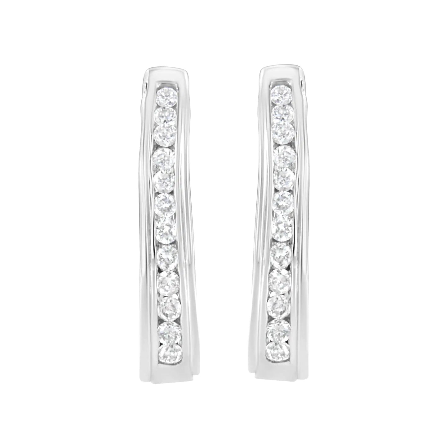 10k White Gold Plated Sterling Silver 1/2 cttw Lab Grown Diamond Hoop Earring (F-G Color, VS2-SI1 Clarity) WEM Support (www.WEM.support)