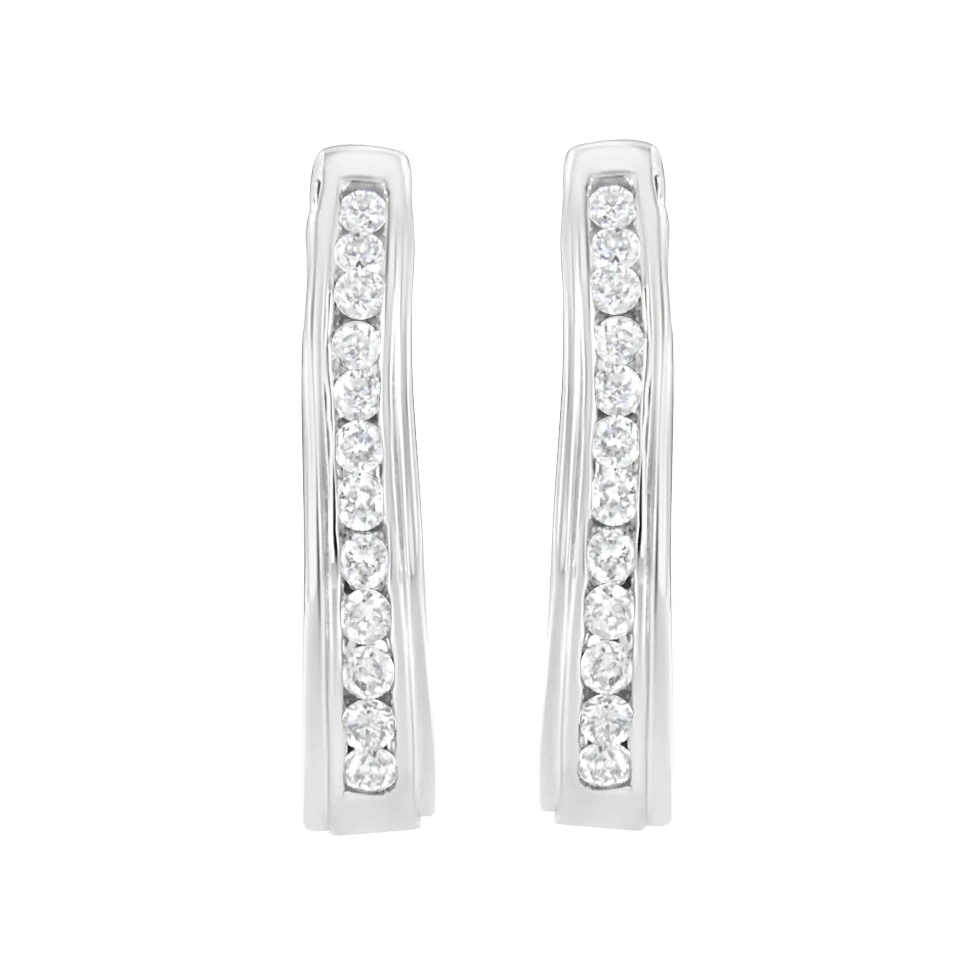 10k White Gold Plated Sterling Silver 1/2 cttw Lab Grown Diamond Hoop Earring (F-G Color, VS2-SI1 Clarity) WEM Support (www.WEM.support)