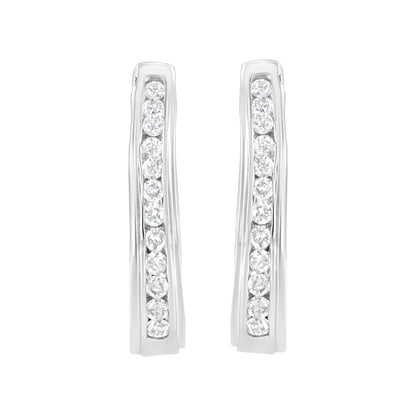 10k White Gold Plated Sterling Silver 1/2 cttw Lab Grown Diamond Hoop Earring (F-G Color, VS2-SI1 Clarity) WEM Support (www.WEM.support)