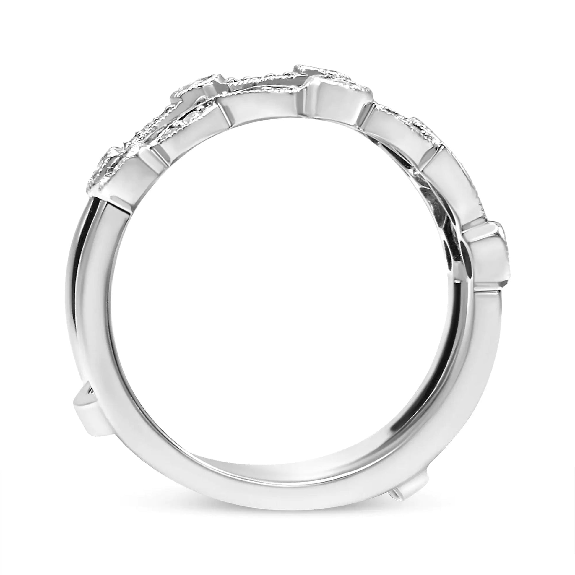 14K White Gold 1/3 Cttw Diamond Parallel Split Shank Wrap Ring Guard Enhancer (I-J Color, I2-I3 Clarity) WEM Support (www.WEM.support)