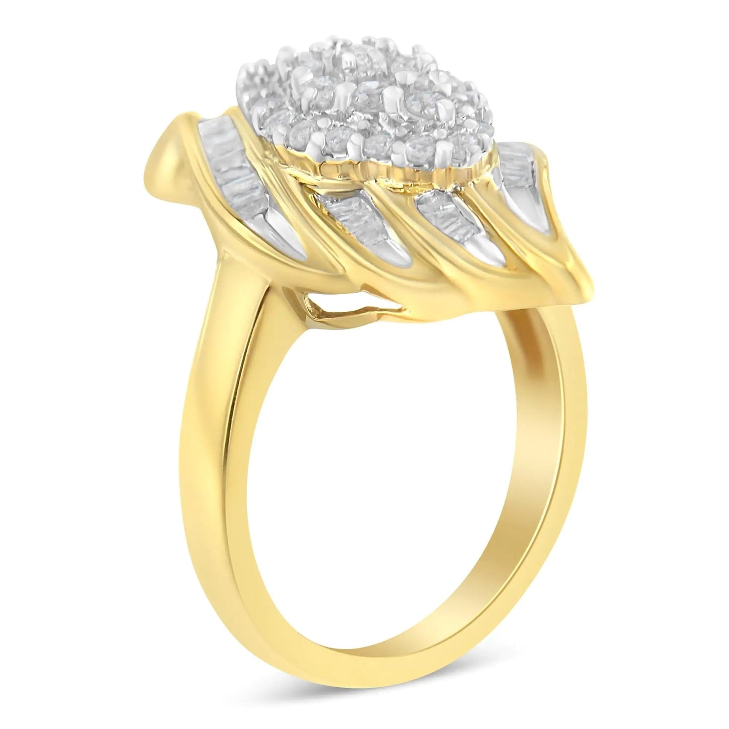 10K Yellow Gold Diamond Cocktail Ring (3/4 Cttw, I-J Color, I2-I3 Clarity) WEM Support (www.WEM.support)