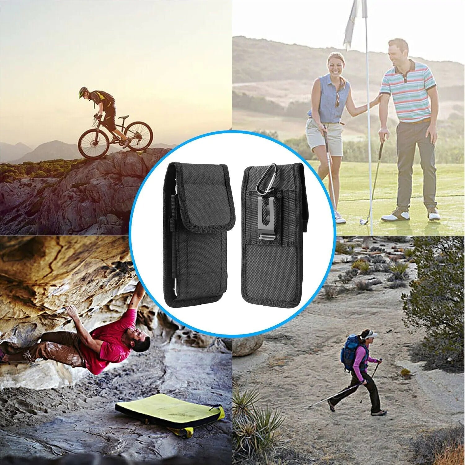 Vertical Cell Phone Holster Pouch Wallet Case With Belt Clip For iPhone Samsung WEM Support (www.WEM.support)