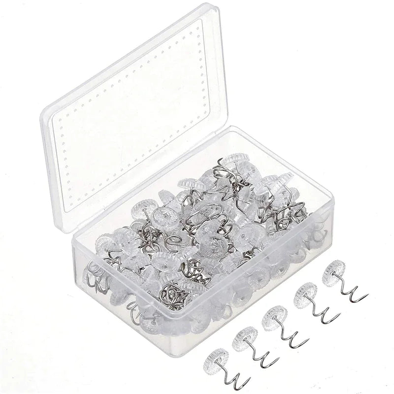 50 Pcs Upholstery Tacks Headliner Pins Clear Heads Twist Bed Fabric Sofa Chair WEM Support (www.WEM.support)