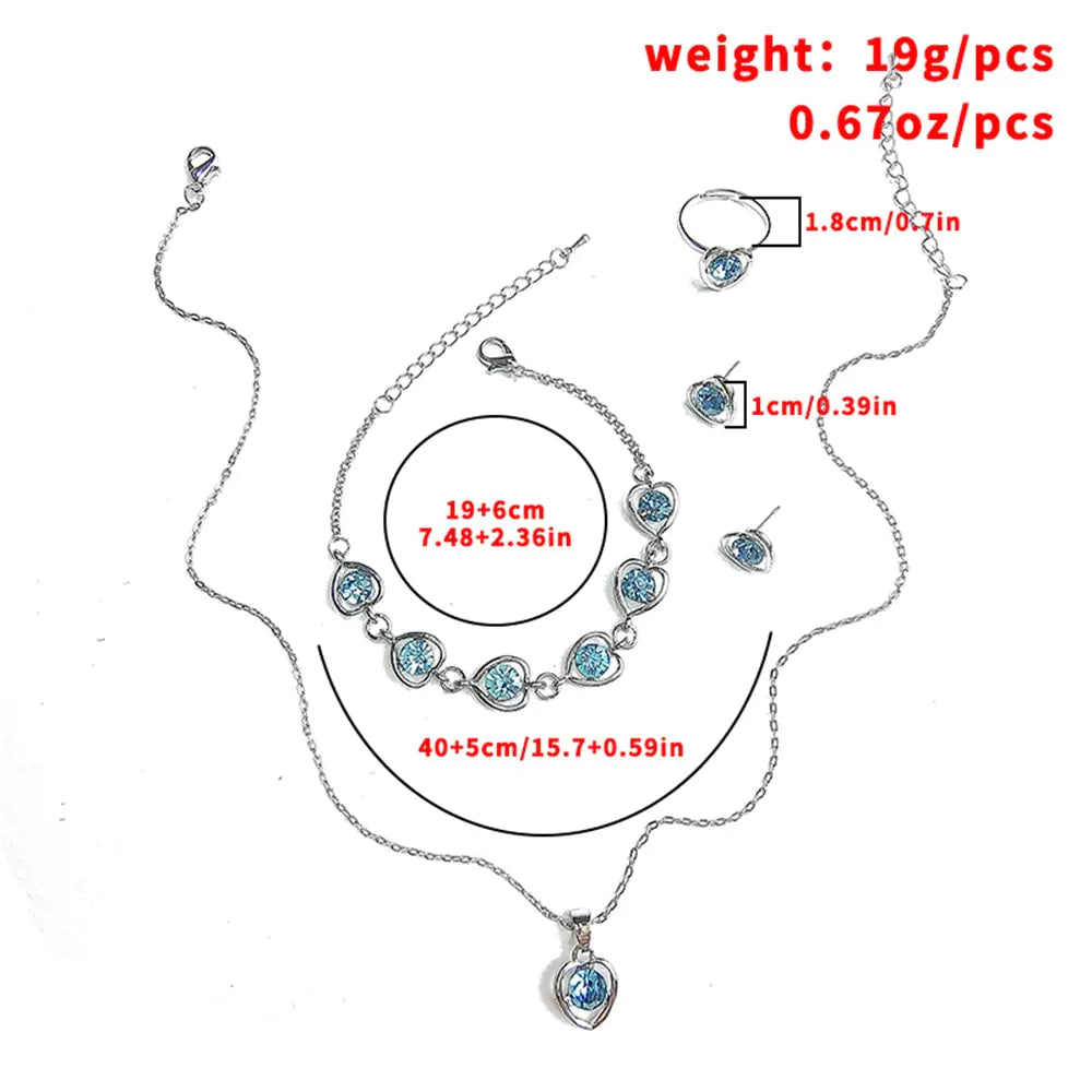 Luxury Cutout Heart Colored Zircon Stud Earring Bracelet Necklace WEM Support (www.WEM.support)