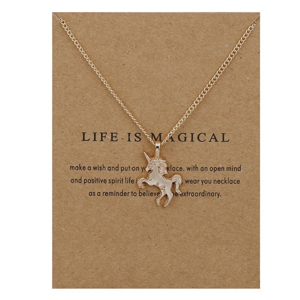 Gold Unicorn Pendant Necklace WEM Support (www.WEM.support)