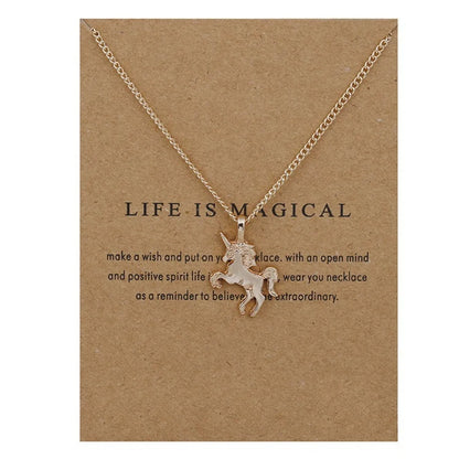 Gold Unicorn Pendant Necklace WEM Support (www.WEM.support)