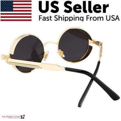 Retro Round Polarized Sunglasses Men Women Vintage Gothic Steampunk Glasses WEM Support (www.WEM.support)