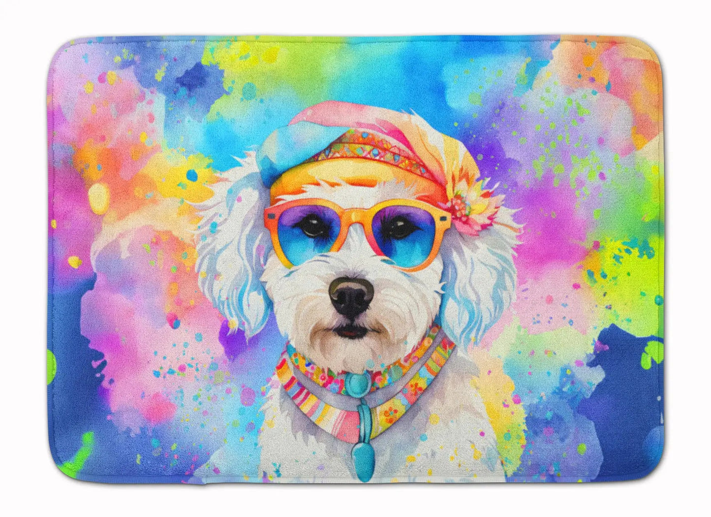 Bichon Frise Hippie Dawg Memory Foam Kitchen Mat WEM Support (www.WEM.support)