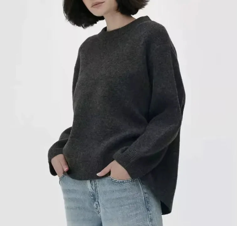 Women's Oversized Solid Long Sleeve Sweater WEM Support (www.WEM.support)