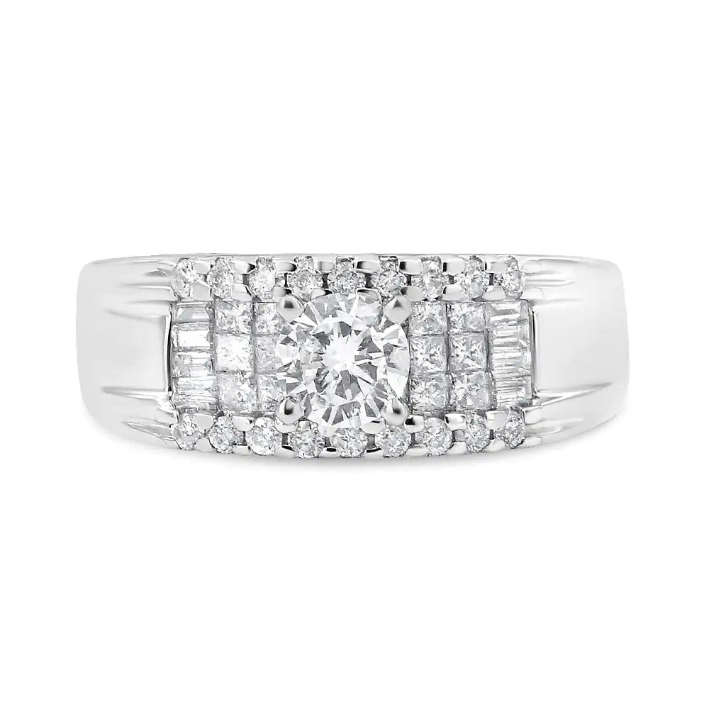 14K White Gold 1.00 Cttw 4 Prong Solitaire Set Diamond Cocktail Fashion Ring (I1-I2 Clarity, H-I Color) WEM Support (www.WEM.support)