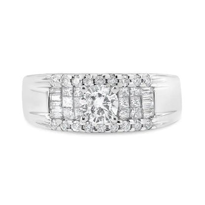 14K White Gold 1.00 Cttw 4 Prong Solitaire Set Diamond Cocktail Fashion Ring (I1-I2 Clarity, H-I Color) WEM Support (www.WEM.support)