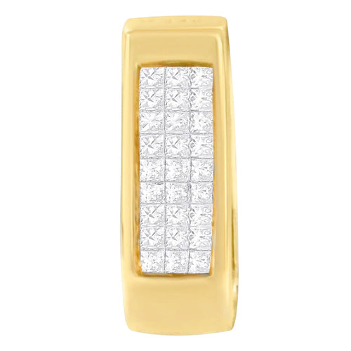 14K Yellow Gold Princess Cut Diamond Bar Halo Pendant Necklace (0.30 cttw, H-I Color, SI1-SI2 Clarity) WEM Support (www.WEM.support)