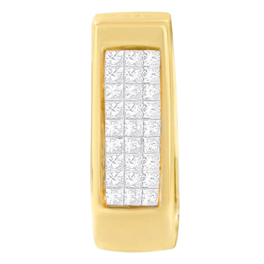 14K Yellow Gold Princess Cut Diamond Bar Halo Pendant Necklace (0.30 cttw, H-I Color, SI1-SI2 Clarity) WEM Support (www.WEM.support)