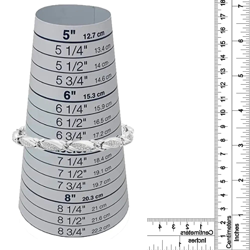 .925 Sterling Silver 1.00 Cttw Round Diamond X-Link Bracelet (I-J Color, I2-I3 Clarity) - Size 7.25" WEM Support (www.WEM.support)