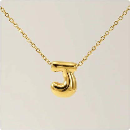 Women's Glossy Bubble Letter Pendant Necklace WEM Support (www.WEM.support)