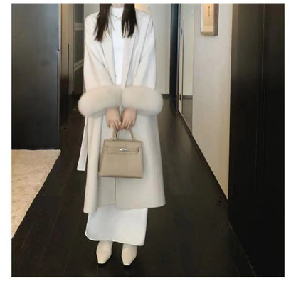 Fox Fur Elegant Double-sided Cashmere Coat WEM Support (www.WEM.support)