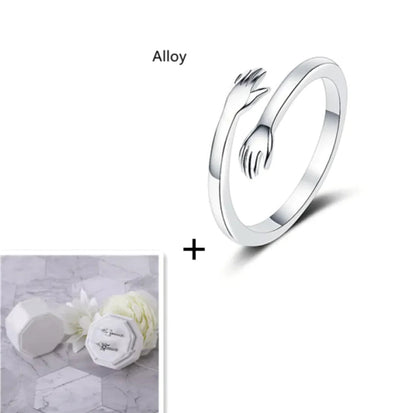 S925 Silver Couple Hug Ring WEM Support (www.WEM.support)