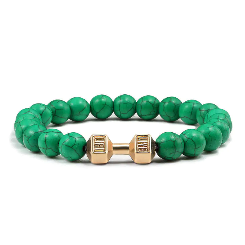 Turquoise Energy Gun Black Electroplated Alloy Barbell Bracelet WEM Support (www.WEM.support)
