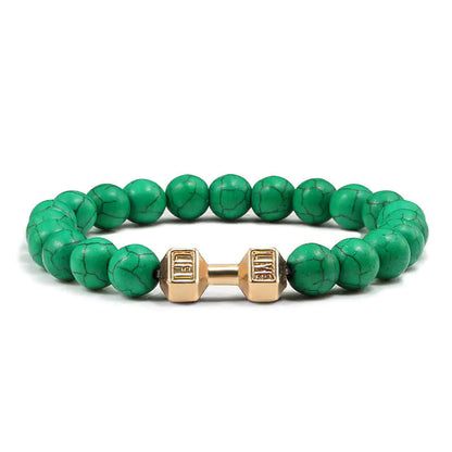 Turquoise Energy Gun Black Electroplated Alloy Barbell Bracelet WEM Support (www.WEM.support)