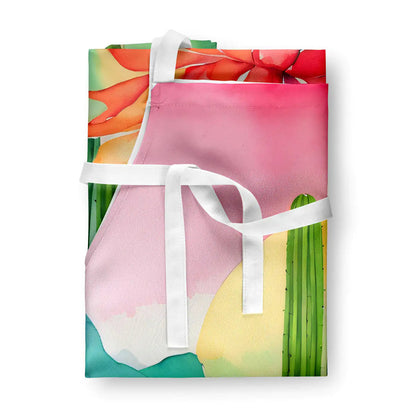 Arizona Saguaro Cactus Blossom in Watercolor Apron WEM Support (www.WEM.support)