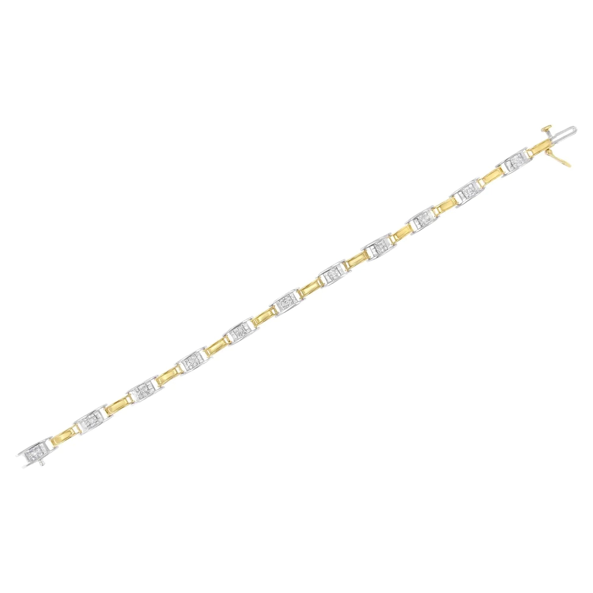 14K Two-Tone Gold 1.00 Cttw Princess-Cut Diamond Chain Link 7" Bracelet (H-I Color, SI1-SI2 Clarity) WEM Support (www.WEM.support)