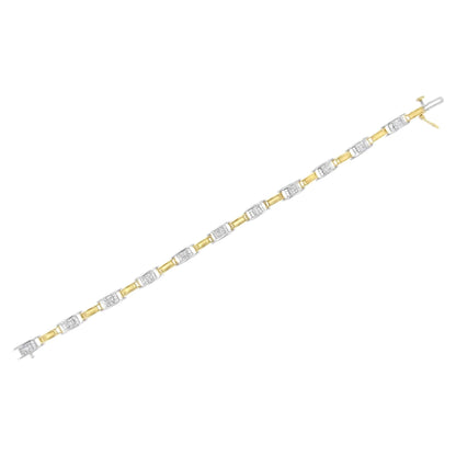 14K Two-Tone Gold 1.00 Cttw Princess-Cut Diamond Chain Link 7" Bracelet (H-I Color, SI1-SI2 Clarity) WEM Support (www.WEM.support)