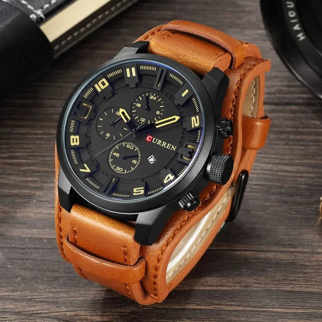 Male Leather Wristwatch WEM Support (www.WEM.support)