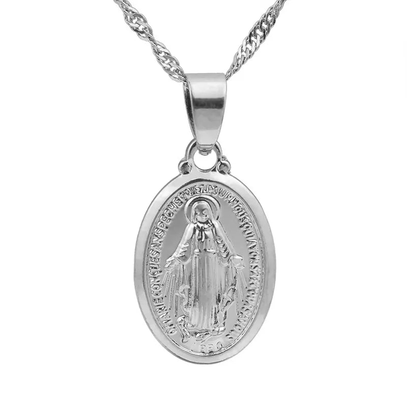 Virgin Mary Pendant Necklace WEM Support (www.WEM.support)