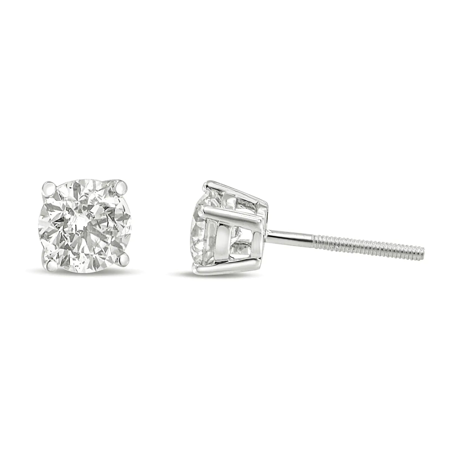 14K Gold 1.0 Carat Round Brilliant Cut Lab Grown White Diamond 4-Prong Classic Solitaire Stud Earrings WEM Support (www.WEM.support)