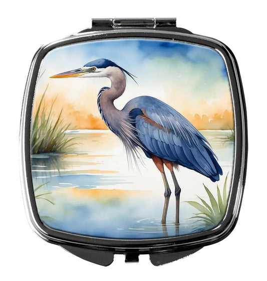 Blue Heron Emerging as the day fades Compact Mirror WEM Support (www.WEM.support)