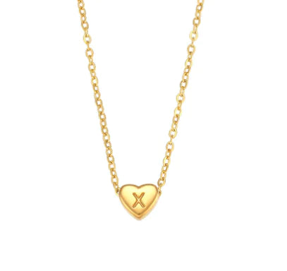 Heart Charm Gold Necklet - Initial Love HejK.com Marketplace LLC