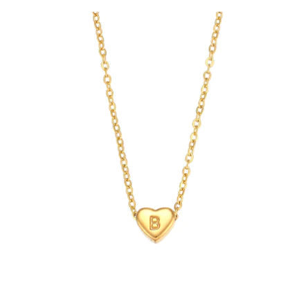Heart Charm Gold Necklet - Initial Love HejK.com Marketplace LLC