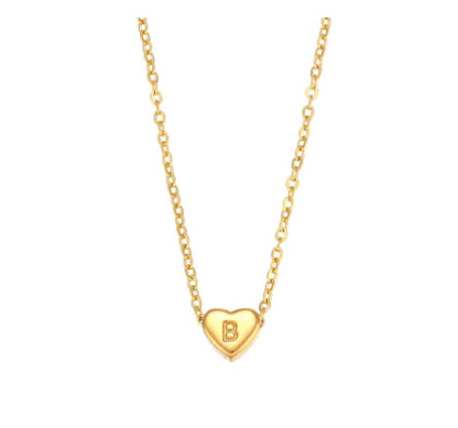Heart Charm Gold Necklet - Initial Love HejK.com Marketplace LLC